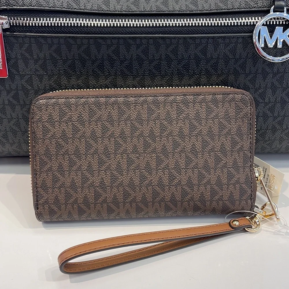 Michael Kors MK Signature Large Flat Multi-Function Phone Case Wallet Wristlet